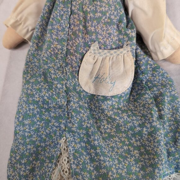 Holly Hobbie Knickerbocker American Greetings Blue Dress Plush Rag Doll Vintage - Picture 4 of 13